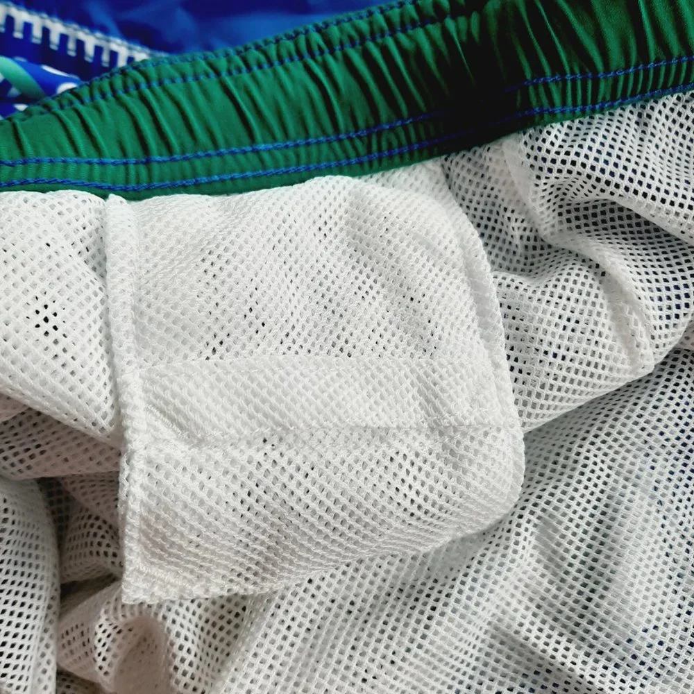 Islandia Mens Swim Trunks Shorts Size XL Blue Green White Print Mesh Lined